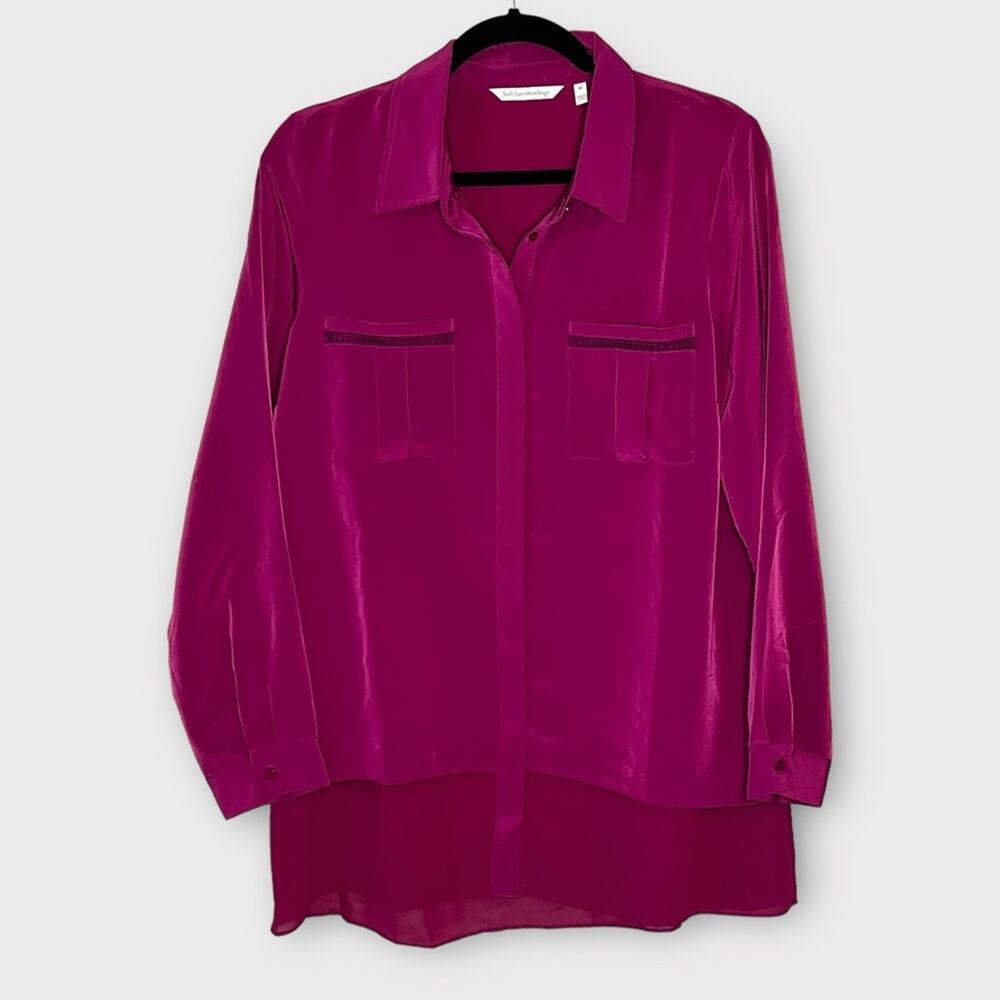 Soft Surroundings Maroon Layered Collared Button … - image 1